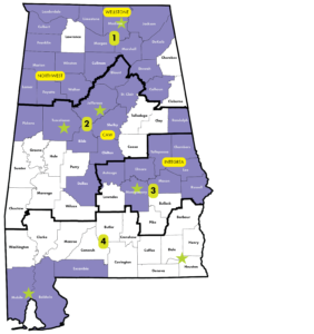 Map showing where adolescent treatment services are available in AL