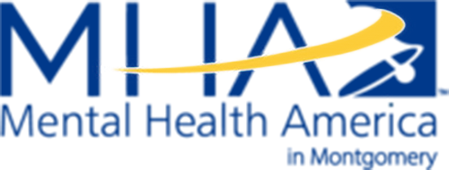 Logo of Mental Health America of Montgomery featuring a stylized “M” with a dynamic, modern design.