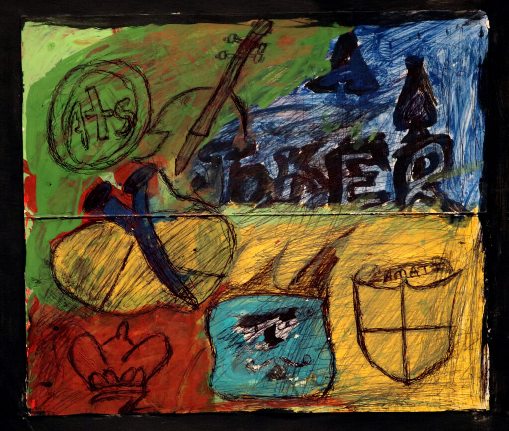 a painting of many colors and personal crests