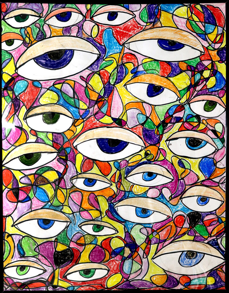 several eyes of varying colors