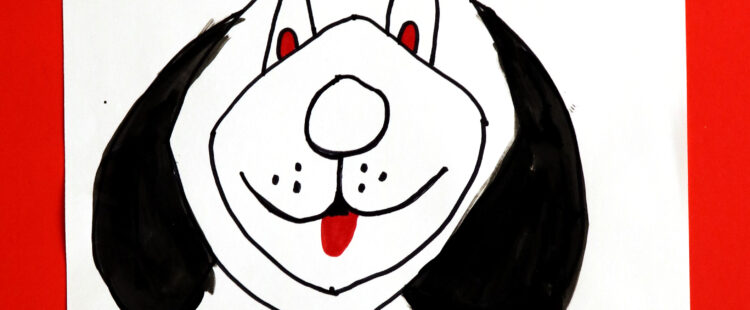 face of a dog with the words Happy Hound