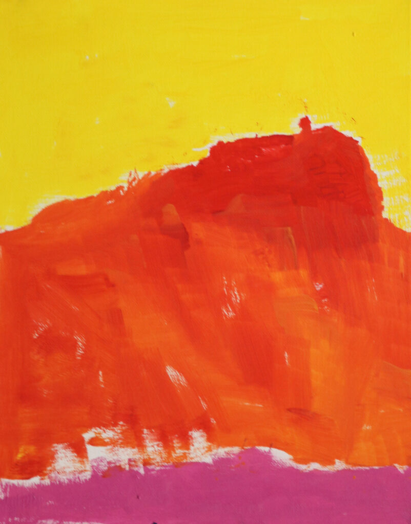 large swaths of yellow, orange, and pink