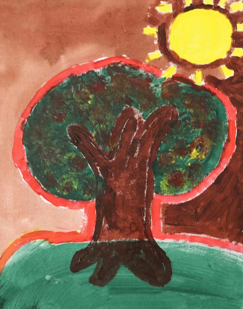 an apple tree on a sunny day