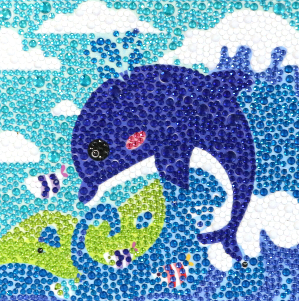 a blue dolphin swimming