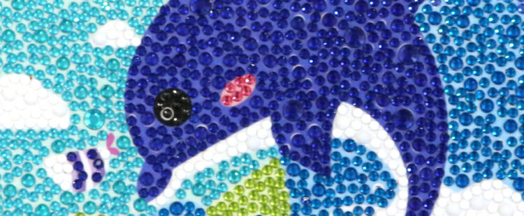 a blue dolphin swimming