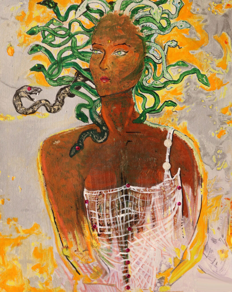 a female figure with snakes for hair
