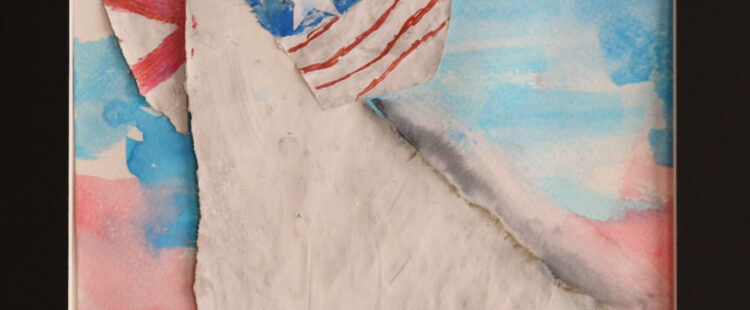 an angel figure with both the American flag and the Alabama state flag