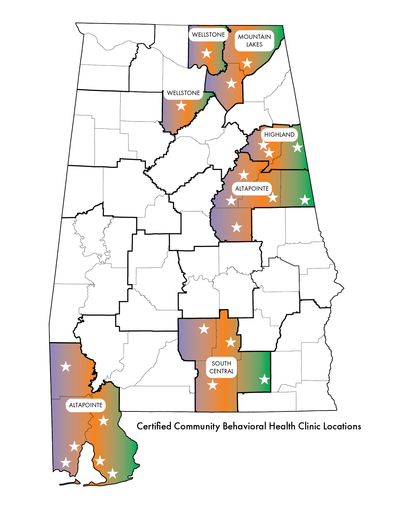 Map of Certified Community Behavioral Health Clinic locations